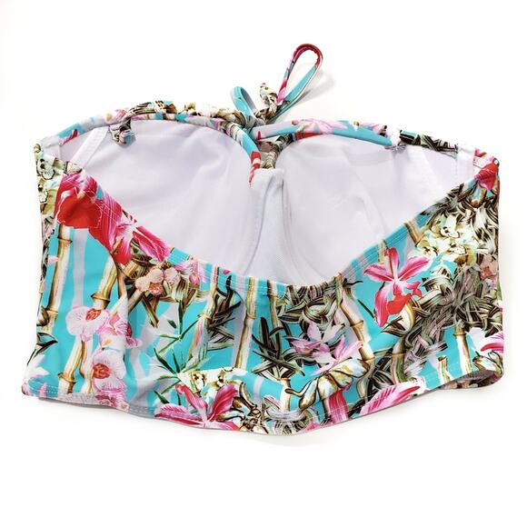 Cooclo | Tropical Floral Print Retro Bikini Top - Picture 3 of 5